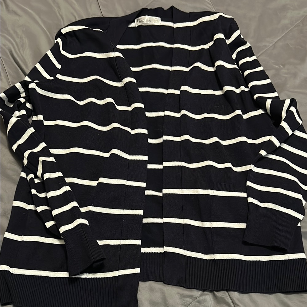 Madison Black and White Striped Cardigan